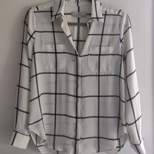LOFT Sheer Windowpane Blouse